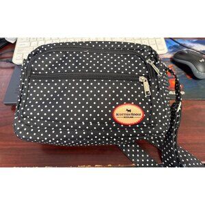 Polka Dot Crossbody Shoulder Bag Black With Adjustable Strap By Scottish Hendoz